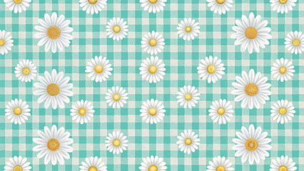Obraz premium Seamless pattern of white Daisies Background Vector Background