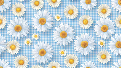 Seamless pattern of white Daisies Background Vector Background