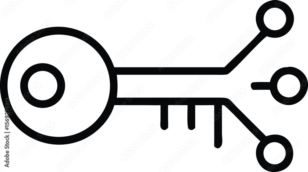 Poster abstract digital key icon representing access to technology and information networks