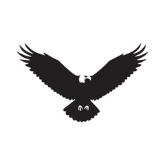 a black silhouette of an eagle on a white backround