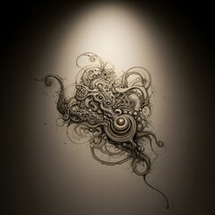 Fototapeta premium Abstract Drawing with Swirls and Circles