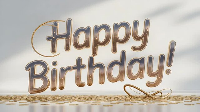 Birthday Wishes: A radiant, artful "Happy Birthday!" message gleams against a soft, background, invoking sentiments of warmth and delight. 