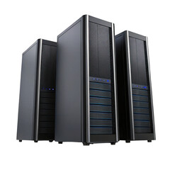 Server racks isolated on transparent background