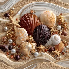 Coastal treasures scattered on beach dunes high resolution picture