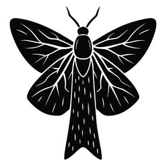 Silhouette of a Moth on Tree Bark with Textured Design Illustration