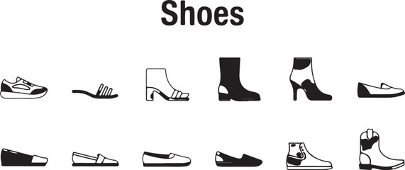 Collection of Various Shoe Types Boots, Sandals, Flats, and More