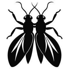 Silhouette of Insects in Love Formation Dog Illustration Style Colorful Design