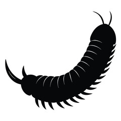 Worm or Caterpillar Silhouette Crawling on Side Vector Illustration Design