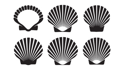 Scallop Shell Icon Set 6 Variations for Design Projects