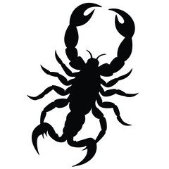 Scorpion Silhouette Vector Illustration with Claws and Tail Design Element
