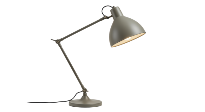 Adjustable Gray Metal Desk Lamp with Shade.