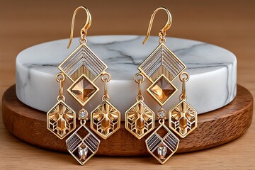 Contemporary earrings textured surface detail high resolution picture