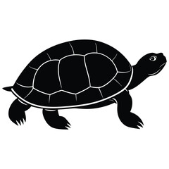 Turtle Silhouette Walking Slowly Top View Vector Illustration for Graphic Design
