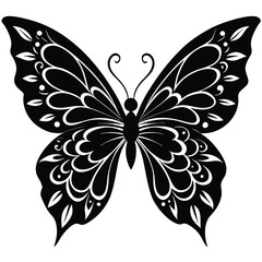 Artistic butterfly silhouette design with floral wing pattern for creative projects