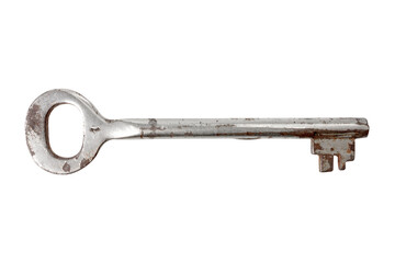 Antique key isolated on white background.