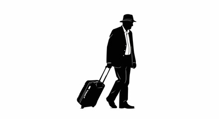 Traveler Silhouette with Suitcase – Airport Journey Vector