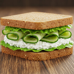 Delicious Cucumber and Cream Cheese Sandwich on Whole Wheat Bread