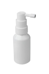 White spray pump bottle with nozzle on white background.