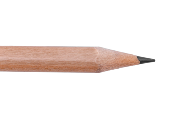 Close-up of a sharpened pencil isolated on white background.