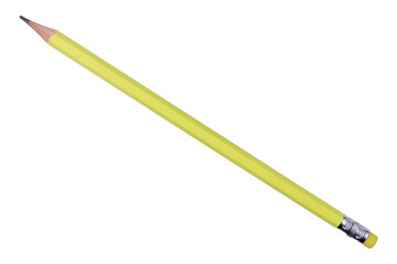 Yellow pencil isolated on white background, ideal for design projects.