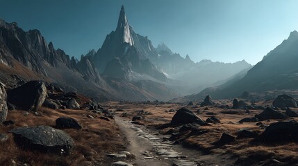 Majestic Mountain Peak Trail Landscape.