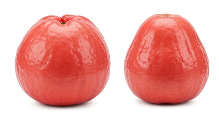 Two vibrant glossy red rose apples isolated