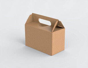 A single brown cardboard box with a handle, isolated on a neutral background.