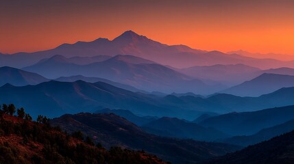 Fototapeta premium Majestic Sunset Mountain Range Landscape.