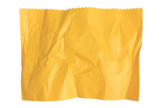 Crumpled yellow paper with textured surface, isolated view. - Powered by Adobe