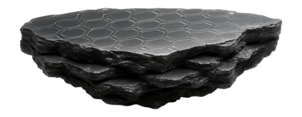 Graphite structure with hexagonal carbon layers in a planar arrangement