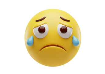 Isolated Sad Emoji with Tears Rolling Down