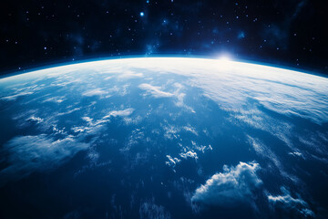 Cinematic shot of planet earth globe clouds and space background
