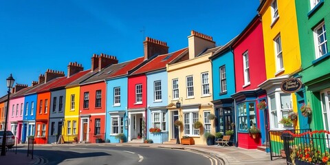 Brightly painted houses line a St John's street,   bright, St. John's