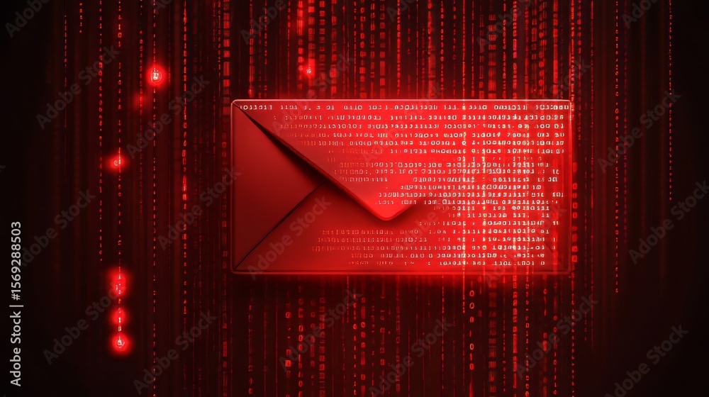 Poster email phishing attack visualization and encrypted data access attempt with security insights