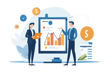 Business meeting focus on financial growth data analysis in office environment professional interaction with charts