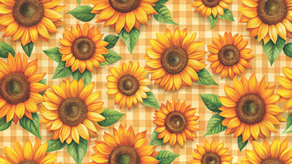 Obraz premium Seamless pattern Sunflower Vector Background
