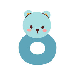 Baby boy shower design element with blue color isolated on white background. Illustration for little newborn boy.