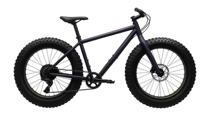 Naklejka premium Fat bike with a dark purple frame and heavily treaded black tires