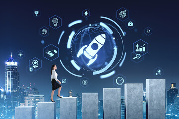 Business growth and startup success concept with businesswoman c