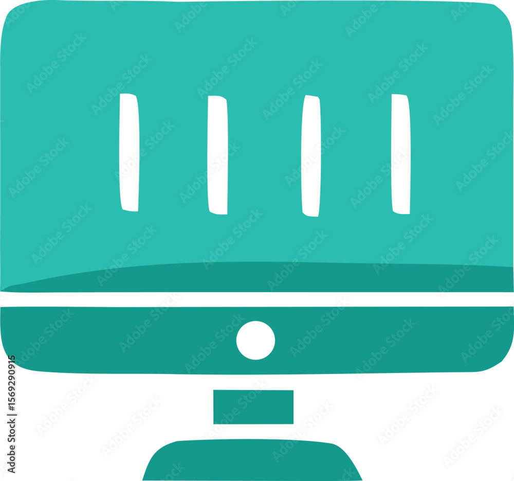 Poster a minimalist teal and white computer monitor icon with a textured screen and a simple stand represen
