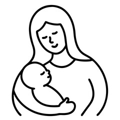 Mother holding baby in loving pose, icon