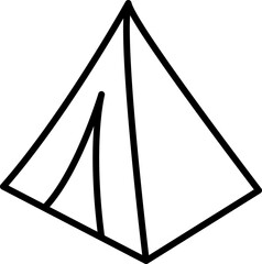 Tent camp vector silhouette black icon.