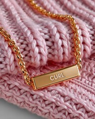 Custom name gold pendant jewelry closeup high resolution picture