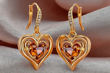 Dangle earrings with heart crystal design high resolution picture