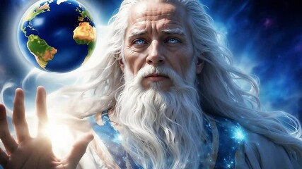 God almighty creates the world bible scene concept. Religious theme.