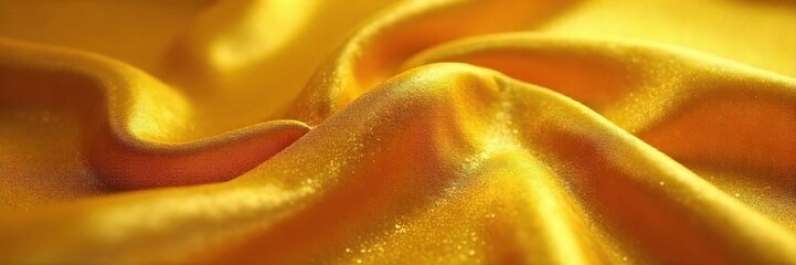 Obraz premium Luxurious Golden Fabric Close-Up Texture Shot Showing Rich, Shimmering Detail and Opulent Warmth, Perfect for Design & Fashion Projects