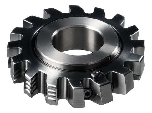 Gear milling cutter head with involute teeth for producing gear profiles.