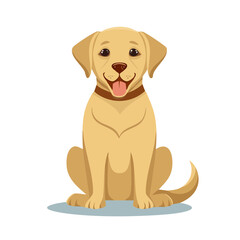 Cute Yellow Labrador Puppy Sitting Down Cartoon Illustration