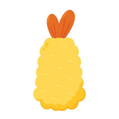 Tempura fried shrimp vector isolated illustration. Tempura fried shrimp on white background.