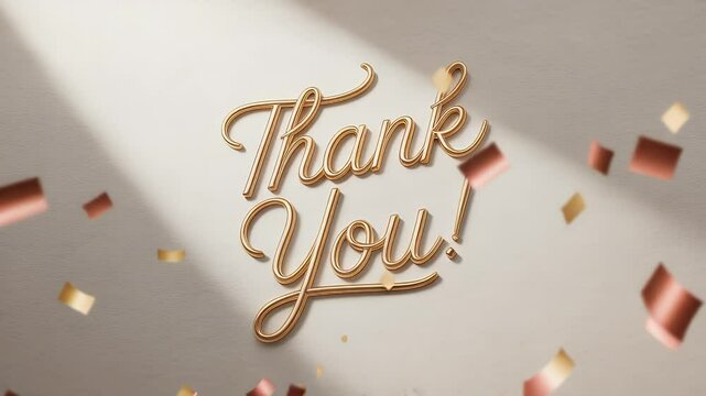 A Heartfelt Gratitude: A visually appealing display of gratitude, the message "Thank You!" elegantly rendered in a warm, inviting typography and accompanied by celebratory confetti.
